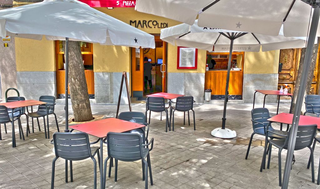 Carta de la terraza de Marcoledi en Trafalgar